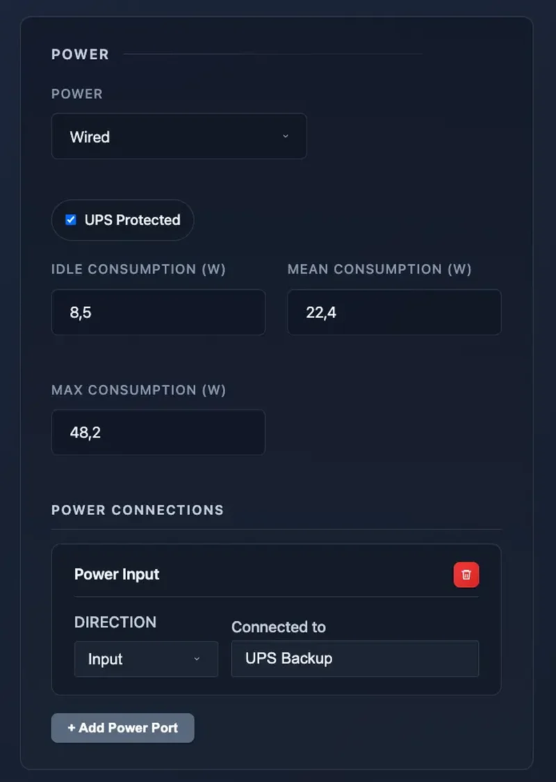 Smart Home Planner device power screenshot